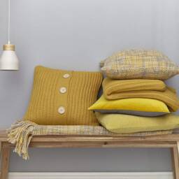 Set Of 6 Ochre Yellow Cushion Covers 18 X 18 - thumbnail 4