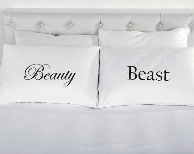 Beauty & The Beast Pair White Pillowcases Printed Pillow Case Wedding Engagement Marriage Valentines Couple Excellent Quality