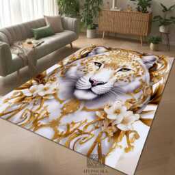 White Tiger Gold Baroque Art Luxury Ornate Rug - Elegant Royal Home Nonslip Area Carpet - thumbnail 2
