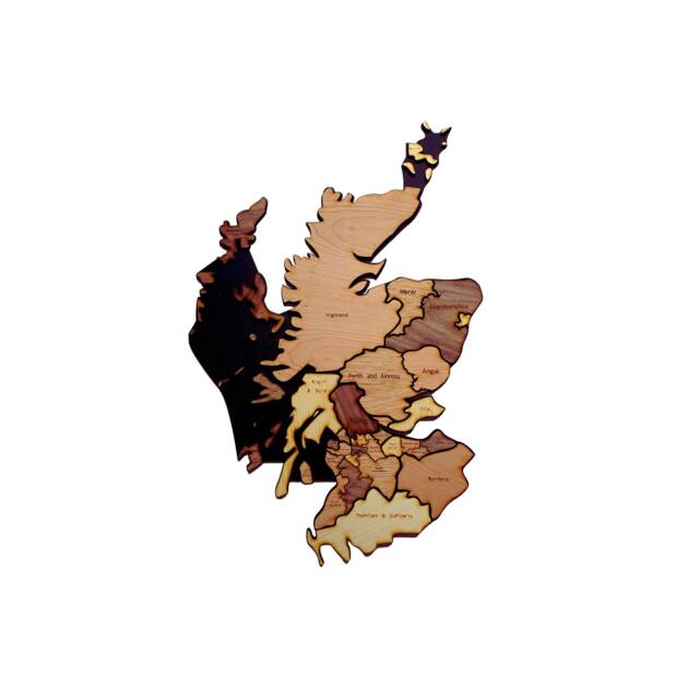 Wooden Scotland Map - World Wall Decor Optional Engraved Details - image 1