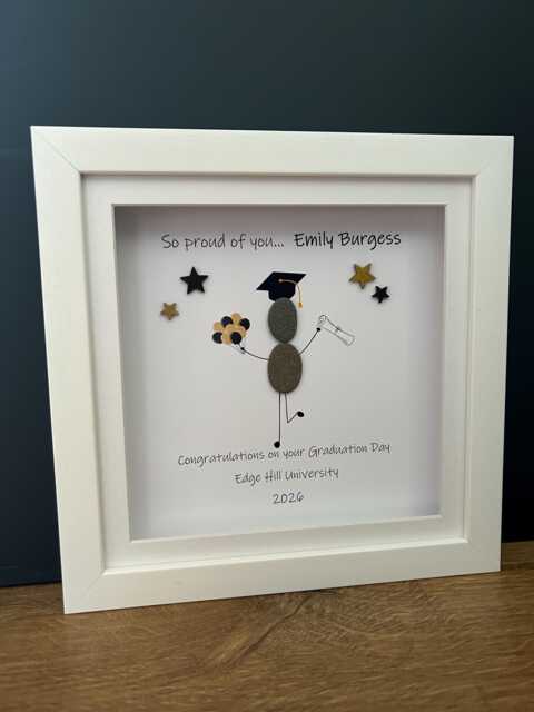 Personalised Graduation Gift, Congratulations Keepsake, Wall Decor, Class Of 2026, Graduating Gift Idea, Pebble Art Picture - image 1