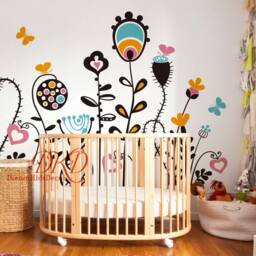 Floral Wall Decal Butterfly Flower Garden, Girls Nursery Decor - thumbnail 2