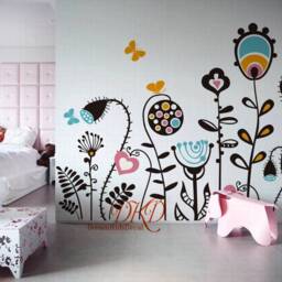 Floral Wall Decal Butterfly Flower Garden, Girls Nursery Decor - thumbnail 3
