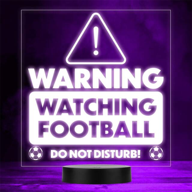 Warning Funny Football Sports Fan Personalised Gift Any Colour Led Night Light - image 1