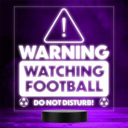 Warning Funny Football Sports Fan Personalised Gift Any Colour Led Night Light - thumbnail 1