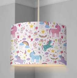 Lampshade - Nursery Unicorn Colourful, Lampshade Or Table Lampshade Childrens Room Round