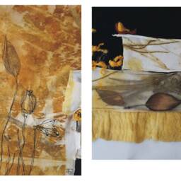 Wall Hanging Tapestry - Felt Wall Decor Hand Made Carpet Yellow - thumbnail 2