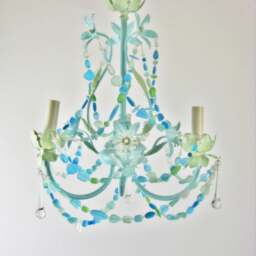 Sea Glass Chandelier Beach Cottage Coastal Lighting, 15 - thumbnail 3