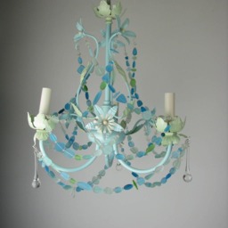 Sea Glass Chandelier Beach Cottage Coastal Lighting, 15 - thumbnail 4