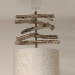 Driftwood Chandelier 30 cm - Handcrafted Pendant Light in Natural Linen Seaside Bedroom Lighting Handmade France, Hygge & Nature-Inspired Decor - thumbnail 4
