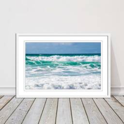 Framed Beach Seascape Print Waves & Horizon, Choice Of Frame Colors - thumbnail 2