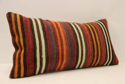 Throw Kilim Pillow 12x24 Inch - 30x60 cm Rug Turkish Pillow Cushion Art Deco Lumbar Cover 4Oaf-370 - thumbnail 1