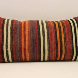 Throw Kilim Pillow 12x24 Inch - 30x60 cm Rug Turkish Pillow Cushion Art Deco Lumbar Cover 4Oaf-370 - thumbnail 2