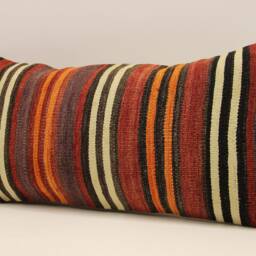 Throw Kilim Pillow 12x24 Inch - 30x60 cm Rug Turkish Pillow Cushion Art Deco Lumbar Cover 4Oaf-370 - thumbnail 3