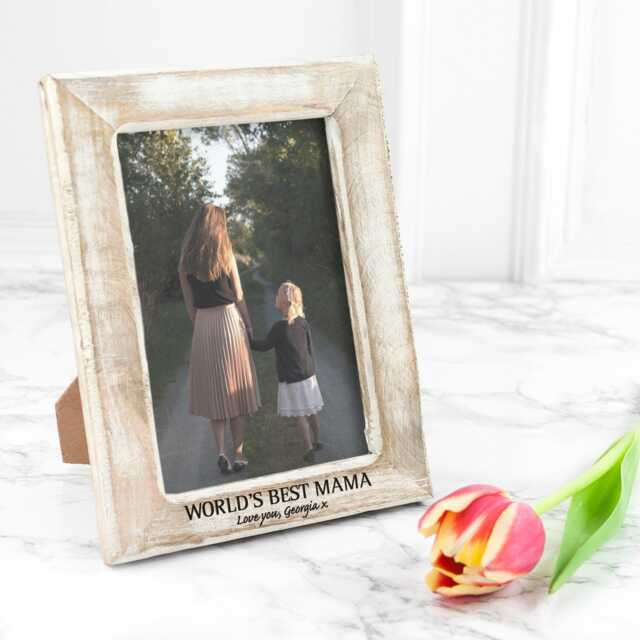 Personalised Photo Frame With White Wood Effect - image 1