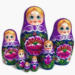 Purple Headscarf Matryoshka Dolls Handmade Wooden Nesting Toy - thumbnail 1