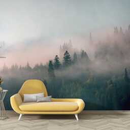 Morning Fog Forest Wall Mural - Peel & Stick Wallpaper - thumbnail 3