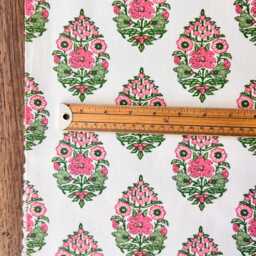 1605. Rina Pink/Green Block Print - 100% Organic Cotton Cushion Cover - thumbnail 3