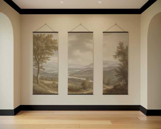 Vintage River Scene Tapestry - Wall Hanging Unique Art - image 1