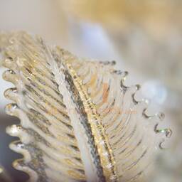 Vintage Murano Crystal Chandelier - Hand-Blown, 24K Gold Flowers - thumbnail 2