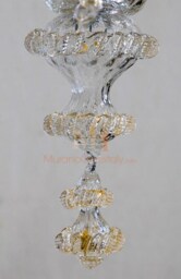 Vintage Murano Crystal Chandelier - Hand-Blown, 24K Gold Flowers - thumbnail 3