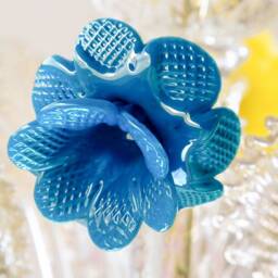 Vintage Murano Crystal Chandelier - Hand-Blown, 24K Gold Flowers - thumbnail 4