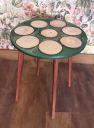 Resin Wood Side Table Green Occasional Plant Stand - thumbnail 1