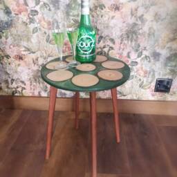 Resin Wood Side Table Green Occasional Plant Stand - thumbnail 2