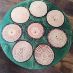 Resin Wood Side Table Green Occasional Plant Stand - thumbnail 4