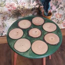 Resin Wood Side Table Green Occasional Plant Stand - thumbnail 3
