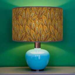 Floral Mustard Orange Lampshade - Handmade Drum Pendant Botanical Ceiling Light For Modern Natural Interiors - thumbnail 3