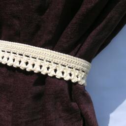 Crochet Curtain Tie Backs in Beige, Custom Order Available - thumbnail 2