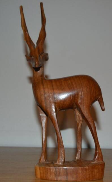 Vintage Decorative Wooden Figure, Water Buck, Wood - image 1