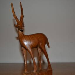 Vintage Decorative Wooden Figure, Water Buck, Wood - thumbnail 2