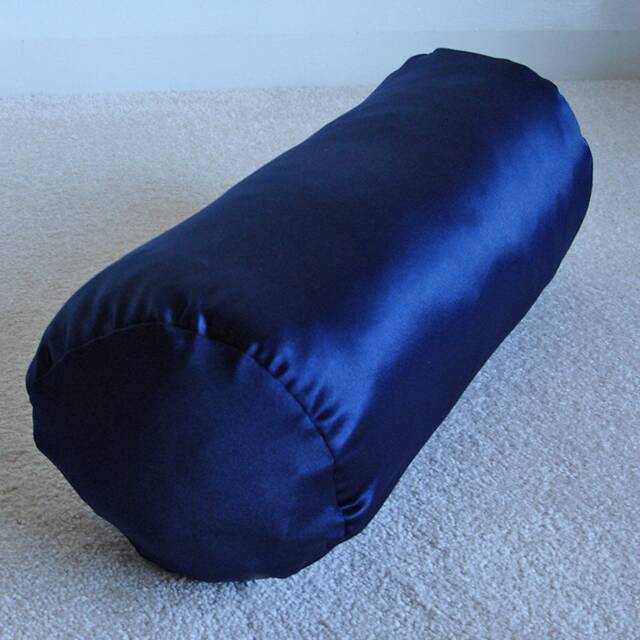 Blue Satin Bolster Pillow Cover 6x16 Navy 16 - image 1