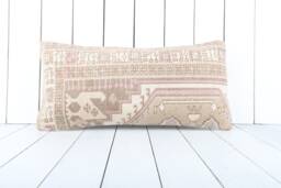 Vintage Turkish Kilim Lumbar Pillow Cover 12x24 Inch, Handmade - thumbnail 1
