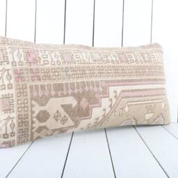 Vintage Turkish Kilim Lumbar Pillow Cover 12x24 Inch, Handmade - thumbnail 2