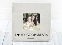 Personalized Godparents Picture Frame Baptism Christening Gift, I Love My Godparents, Gift From Godchild - thumbnail 1