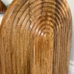 Natural Mango Wood Etched Shoe Storage Bench Cabinet With Cushion - Low Seating - thumbnail 2