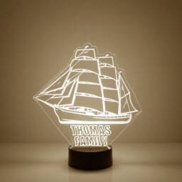 Light Up Sail Boat, Custom Engraved Night Light, Personalized Free, 16 Color Options With Remote Control, Boat - thumbnail 1