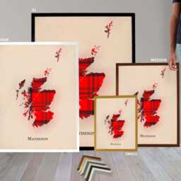 Clan Matheson Red Scottish Tartan Map - Of Scotland Family Wall Decor, Ready To Hang - thumbnail 3
