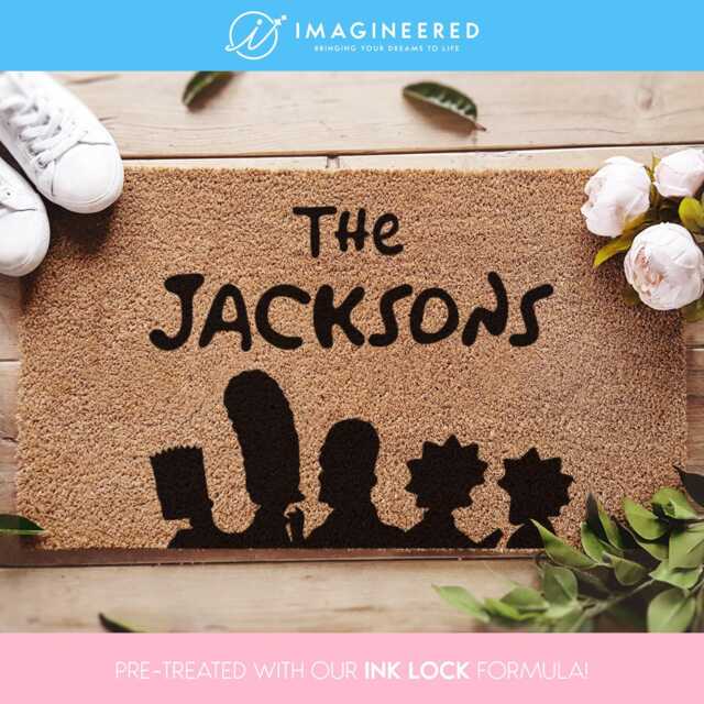 Personalized Housewarming Gift - Family Surname Doormat Custom Mat The Simpsons Realtor - image 1