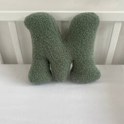Personalized Boucl?? Letter Pillow Pink Nursery Decor, Sage Cushion - thumbnail 2