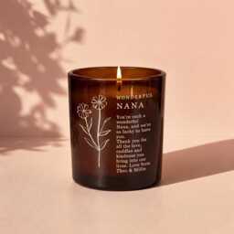 Nana Personalised Scented Candle Gift For Soy Wax Amber Engraved Glass