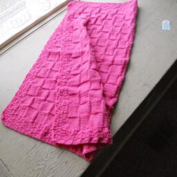 Hand Knitted Baby Blanket in Pink. It Also Comes A Variety Of Colors - thumbnail 3