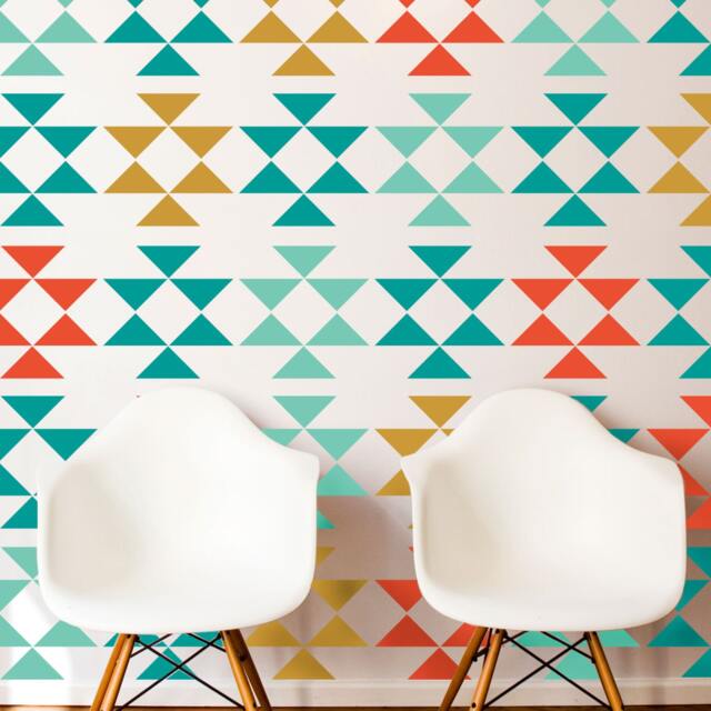 Mid Century Modern Triangle Wall Decal - Tribal Art Stickers - image 1