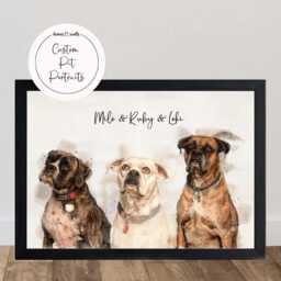 Personalised Pet Portrait From Multiple Photos - Watercolour Dog & Cat Art Print Or Canvas, Gift - thumbnail 2