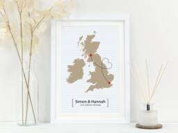 Moving Away Map Gift - Personalised Friends Leaving Present New Home Couples Apart Va103 - thumbnail 1