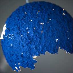 Paper Mache Lamp, Pendant Light, Hanging Lamp, Modern, Paper Geometric Pulp Eco Friendly, Blue - thumbnail 3
