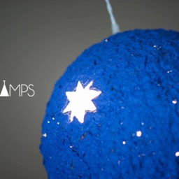 Paper Mache Lamp, Pendant Light, Hanging Lamp, Modern, Paper Geometric Pulp Eco Friendly, Blue - thumbnail 2
